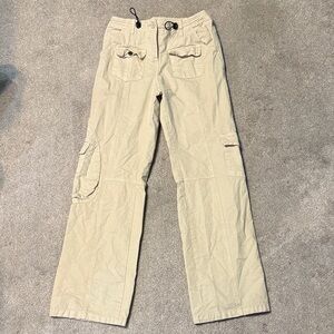 Brandy Melville Khaki Low Rise 100% Cotton Cargo Pants One Size